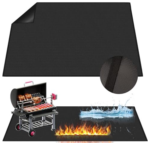 Alfombrilla ignífuga 1x1,5m Tapete Fibra Vidrio Negro Protección térmica Impermeable Tapete Protector contra Incendios Alfombrilla Resistente Calor Alfombra Parrilla para Suelo césped Estufa leña BBQ