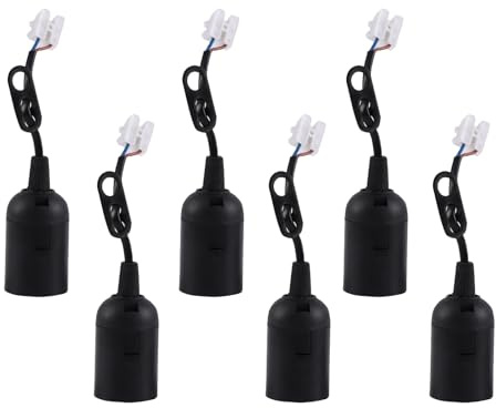 Lampenfassung, 6 Stück E27 Baufassung Mit Kabel, Schwarz