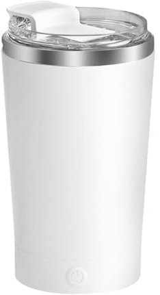 DONGKER Taza de agitación automática, 380 ml, 7000 rpm, eléctrica, magnética, con tapa, recargable para café, té, chocolate caliente, leche y cacao