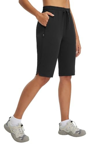 baleaf Damen Wandershorts 13 Zoll Outdoorshorts Wasserabweisend mit Reißverschluss Tasche Schwarz XL