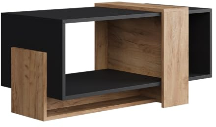 Vicco Tavolino Aven, Antracite/Rovere dorato, 91.8 x 49 cm, con ripiano aperto per la conservazione di oggetti di uso quotidiano