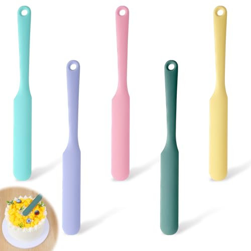 Oruola 5 Stück Silicone Dough Scraper,Silikon Spatel,Spatel Küche,Glasspatel Teigschaber,Silikon Teigschaber für Verwendung Gläsern Koch Backmischgeräten,Mehrfarbig(20.7cm)