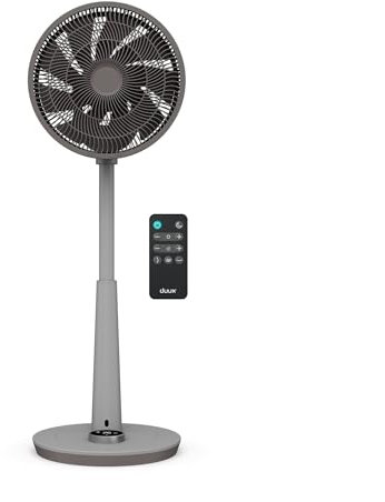 Duux Whisper 2 Standing Fan with Remote Control, 26 Cooling Speeds, Height Adjustable, Multi-direction Oscilation, Quiet Fan with Night Mode and Timer, Grey