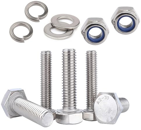 20Pcs M8X30 Boulons à tête hexagonale Comprend Ecrou Nylstop rondelles Boulons hexagonaux Acier inoxydable 304 (A2)-DIN 933 Vis hexagonales entièrement filetées vis à capuchon | Boulons hexagonaux Acier inoxydable 304 (A2)-DIN 933 Vis inox entièrement filetées vis à capuchon