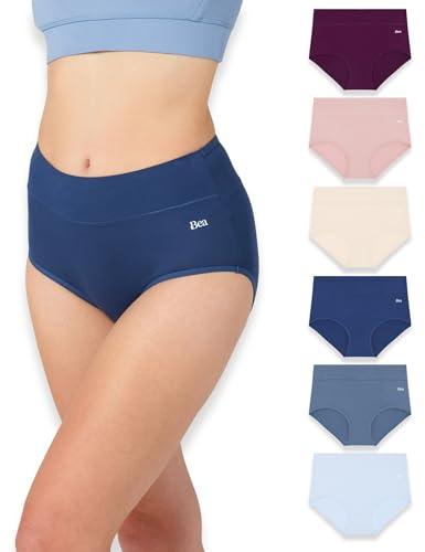 Bea 6-pack Bamboo High Waisted Women's Underwear - Super Soft, Breathable, Slight Tummy Control Knickers