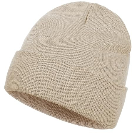 Werownsgso Bonnets tricotés Beanie pour hommes - Bonnet d'hiver fin - Bonnets classiques - Pour hommes et femmes - Pour les jours froids - Pour le plein air', beige, taille unique