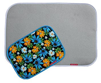 THEQUILTMATE - Premium Ironing Pad, Designed Especially for Quilters and Crafters, Combo: Classic Silver, 17 in x 25 in; Blue Mini, 10in x 14in