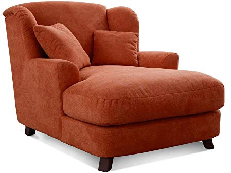 CAVADORE Sillón XXL Assado - Sillón Grande tapizado con Patas de Madera y Asiento Ancho, Incluye 2 Cojines Decorativos, 109 x 104 x 145, Tejido Naranja (Tierra)