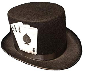 Black Sugar Unisexe Mixte Chapeau Haut Forme Poker Carte Magie rétro Mixte Moyen Age Steampunk Taille Unique Punk Rock Gothique Viking pour Un Tour de tête 56/60cm Hauteur 17cm
