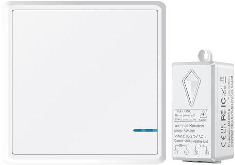 Funkschalter 230V, NineLeaf Lichtschalter mit Fernbedienung, Funk Lichtschalter Set, Funklichterschalter Außen 1900ft Innen 130ft, IP66 Wasserdicht Funkschalt Set, Max Geeignet Für 1000W Lampe