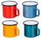 TEAMFAR Set di 4 tazze, tazze riutilizzabili per caffè/tè/bevande, tazze da caffè in porcellana rosse/blu/verdi/gialle, portatili e leggere, 4 pezzi, 350 ml