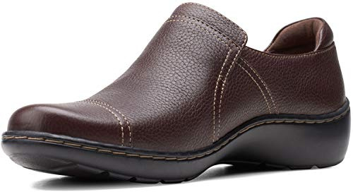 Clarks Women's Cora Poppy Loafer, Dark Brown Tumbled, 9