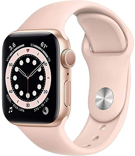 Apple Watch Series 6 (GPS + Cellular, 44mm) - Gold Aluminum Case with Pink Sport Band (Renewed)