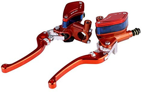 Pompa freno idraulica per moto Coppia di leva freno pompa frizione CNC 22mm regolabile per parti di ricambio(arancia),Cilindro principale e parti