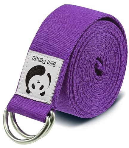 Slim Panda Cinturón de Yoga de Algodón, Práctica Correa Con Bucles Metálicos para Yoga, Estiramiento, Fitness, Pilates y Gimnasia (180cm)