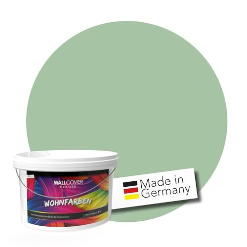 WALLCOVER Peinture murale de qualité supérieure | Vert | 2.5L = 20m² | Pour les intérieurs à très haut pouvoir couvrant (classe 1) | Finition mate | Fabriquée en Allemagne