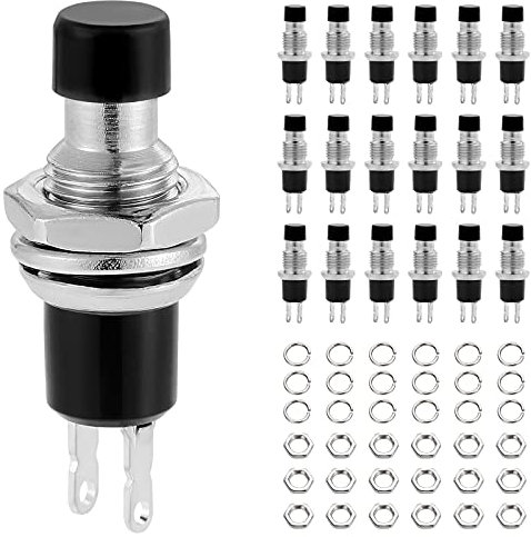 eROOSY 20PCS Momentary Push Button Switch, 1A 250VAC SPST Mini Push Button Switches Normally Open(NO) Black Cap for industrial controlling circuit