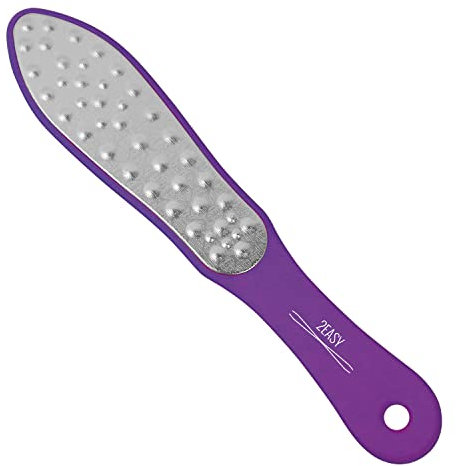 2Easy – Lima de pie Pro de acero inoxidable, lima profesional de doble textura a doble cara – Mango ergonómico – ideal para callos y espesamientos (morado)