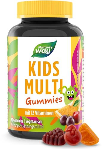 Nature's Way Kids Multivitamin Gummies - Immunsystem stärken Kinder Vitamine B Komplex B3 B6 B12 C und Zink - 60 Vitamin Gummibärchen ohne Gluten Laktose Gelatine ab 4 Jahren