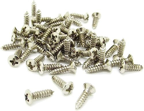 Pxyelec 100 Stück Chrom Gitarre Bass Montage Pickguard Schraube für ST TL SG LP Gitarre