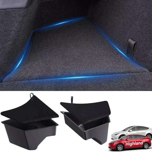 TOPABYTE Rear Trunk Organizer Storage Box Bins Side Box with Lid for Tesla Model 3 Highland 2025 2024 Interior Accessories