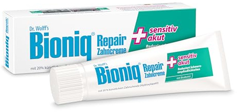 Bioniq® Repair-Zahncreme Sensitiv Akut - 1 x 75 ml - Sensitiv-Zahnpasta - Reduziert Schmerzempfindliche Zähne - Beruhigt den Zahn-Nerv und regeneriert das Zahnfleisch