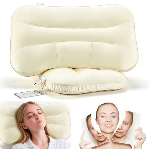 PROMEED Herbal Deep Sleep Beauty Pillow for Back Sleepers - 4 Inch Low Profile Flat Pillow with Natural Danshen, Ginkgo & Orange Infused - Beauty Sleep & Comfortable Support, Queen Size 30x20x4