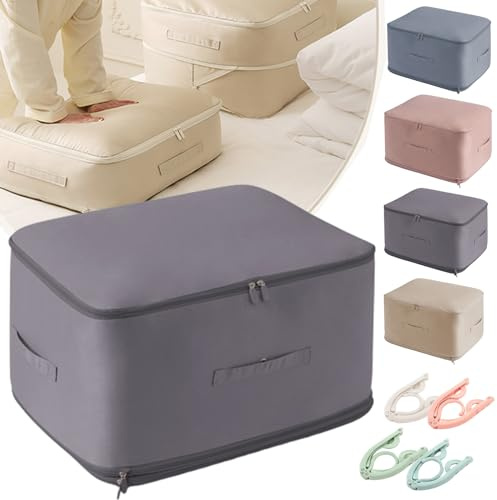 Organisateur d'auto-compression ultra peu encombrant, sacs d'emballage de compression voyage, sacs de rangement pour vêtements, couvertures scellées sous vide (Grey, XL)