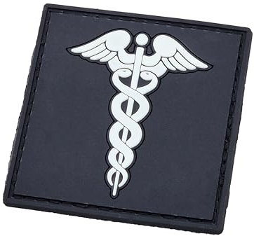 Caduceus Medic PVC-lapp kompatibel med kardborrplåster för hattar, taktiska lappar, molle-tillbehör militär, ryggsäck, lappar för ryggsäckar