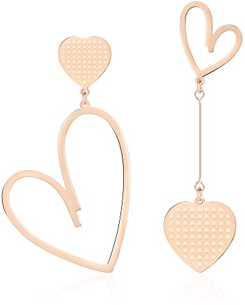 Linawe Boucles d'oreilles en forme de cœur, boucles d'oreilles suspendues, boucles d'oreilles en acier inoxydable pour femmes, boucles d'oreilles suspendues pour amoureux, or, argent, or rose