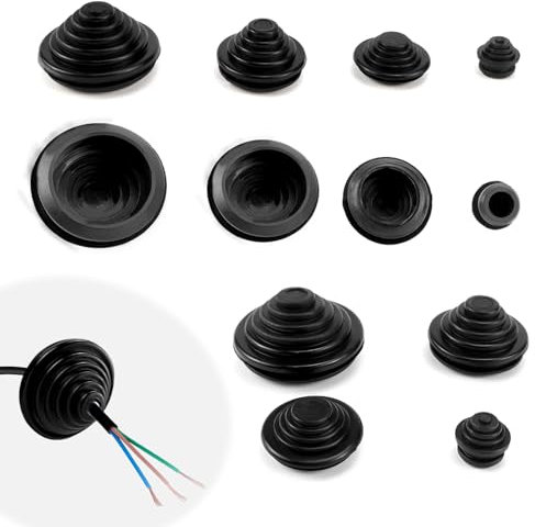 LPZMPZ 60 Stück Kabeldurchführung Wasserdicht Kabeltüllen Gummitüllen für Kabel 10 mm/20 mm/25 mm/30 mm Gummi Tower, für Kabel, Draht, Stecker, Elektrogeräte (Schwarz)