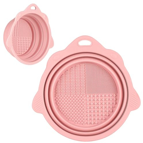 Make-up Pinsel Reinigungsmatte, Faltbare Silikon Reinigungsschale, Tragbares Kosmetische Bürste Reinigungspad, Kosmetische Bürste Reinigungsbürste Reiniger für Reinigen und Trocknen Make-up Pinsel