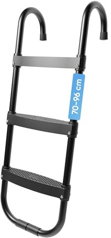 Björn&Schiller Échelle de Trampoline - Échelle réglable en Hauteur pour Trampoline (70-96 cm), Universelle, 3 marches, antidérapante, Fixation Stable, résistante aux intempéries, Montage Facile
