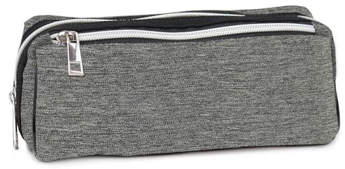 Fashion Stationery Pencil Case for Boys Secondary School Plain Grey Pencil Cases for Teenagers Men Kids Basic Stationary Storage with Compartments (Grey)