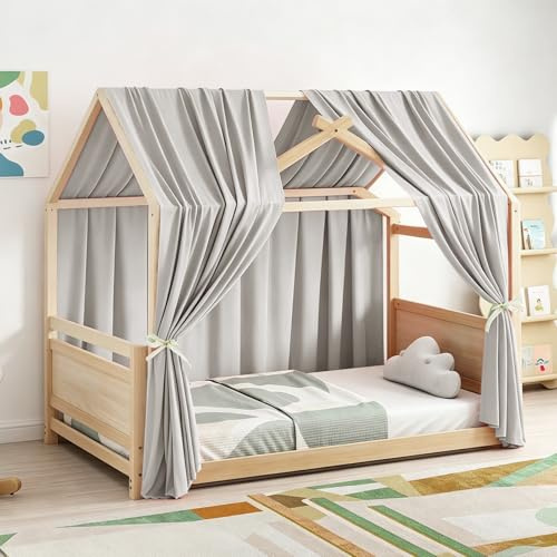 MeYuxg Ensemble Ciel de Lit pour Lit Maison, 2 pièces Voilage Ciel de Lit en Mousseline, Baldaquin en Tissu pour Lit Enfant Fille Garçon Chambre Enfant, Déco Chambre Enfants Baldaquin, 67L X 270H cm