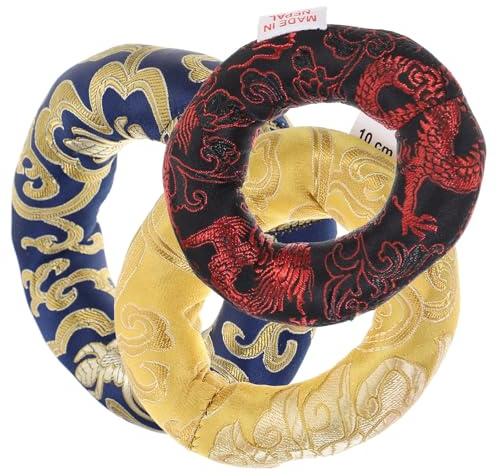 3 Pièces Coussin pour Bol Chantant Tibétain Brodé en Coton | Lot de 3, Motif Nuage de Augure, Style Chinois, pour Présent et Contemplation Couleur Aléatoire