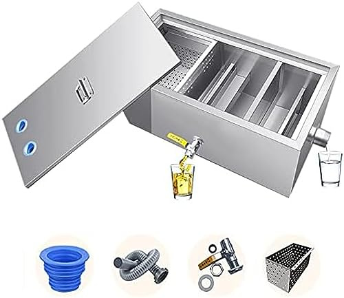 Fettavskiljare i rostfritt stål med avtagbara bafflar, olje-vattenseparator för Fettavskiljare i rostfritt stål med avtagbara bafflar, olje-vattenseparator för restaurang och hemmakök, 2 hål