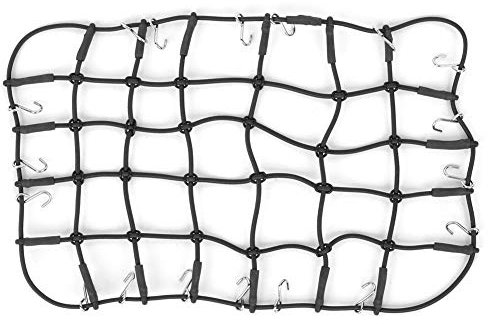Bagages élastiques universels Bagages Filet de Stockage Net galerie de Toit Net Extensible Simulation Accessoires pour 1/8 1/10 RC chenilles(Noir)