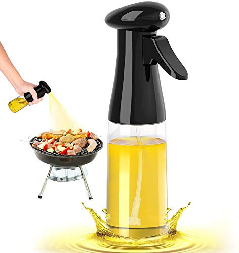 Honbuty Pulverizador de aceite de oliva para cocinar, dispensador de aceite de 210 ml, rociador de botellas rociadoras de vinagre de aceite recargable portátil para cocina, freidora de aire, ensalada,