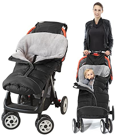 Fairy Bady Babyfußsack Baby Fußsack Winter-Fußsack für Kinderwagen Universal Fußsack für Babyschale Fußsack mit Reißverschluss und Kordelzug（Schwarz）