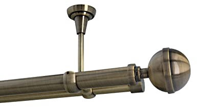 Sento 25/19mm Gardinenstange Vorhangstange 2-läufig Deckenmontage Messing Antik 180 cm Bona