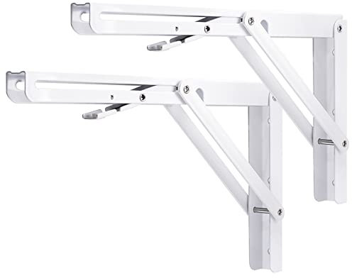 YUMORE Klappkonsole Schwerlast 300mm Regalträger Klappbar weiß - 2 Stück Metall Klappkonsolen Wand Tischhalter Klappregalhalterungen für DIY Klapp- tisch Bänke Regale Platzsparende, Max Load 330lbs