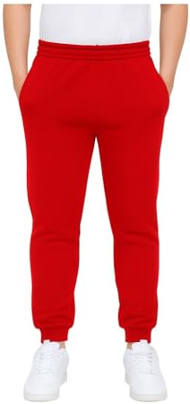 KHIM Pantalon de jogging pour enfant Ensemble de survêtement Pantalon Enfant Unisexe Filles Garçons Vêtement d'activité, Rouge, 11-12 ans
