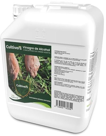 CULTIVERS Vinaigre alcoolique 10 L. 100% naturel. Éliminez les mauvaises herbes. Nettoyant pour système d'irrigation. Fongicide et bactéricide Régulateur de pH naturel