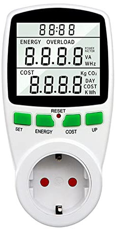 Strommessgerät für Balkonkraftwerk, 3680W Energiekostenmessgerät, Strommessgerät Steckdose mit LCD-Display,Überlastsicherung