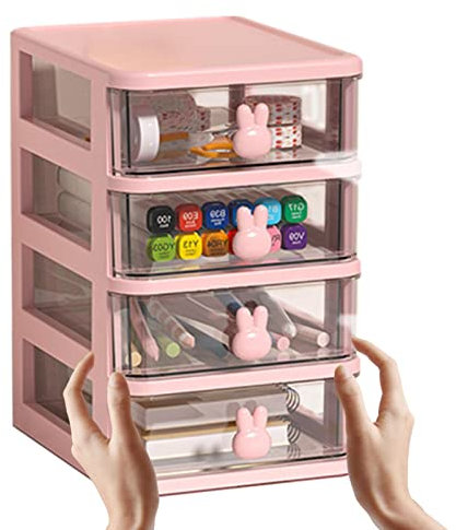 Rianpesn Organizer da scrivania Piccolo - Organizzatore cosmetico per Trucco da appoggio a 4 cassetti | Organizzatore da Tavolo con cassetto, portaoggetti da scrivania per Cosmetici