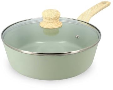 MENASTYL - Sauteuse 24cm Colorama Céladon - En Aluminium - Revêtement antiadhésif en céramique - Tous feux dont induction