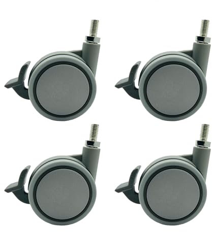 LIKERAINY Ruota Girevole in Nylon con Freno FC3511A Ruota Piroettante con Montaggio a Filetto per Mobile e Armadi Ø 60mm Confezione da 4