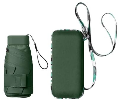 QUINTRA Mini-Reise-Sonnenschirm für Geldbörse mit Etui, Kleiner kompakter Regenschirm, leicht, tragbar, Winddicht, für Damen, Herren, Outdoor-Zubehör für unterwegs (C, one Size)