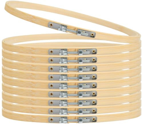 YOPEUC 10 Stück Embroidery Hoop, Runder Kreuzstich Ring Stickrahmen Bambus Holz 20 cm für DIY Handwerk Nähen, Kunsthandwerk Handliches Nähen